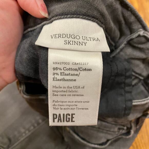 Paige Denim Verdugo Ultra Skinny Jeans Distressed Black 28 - Picture 6 of 6